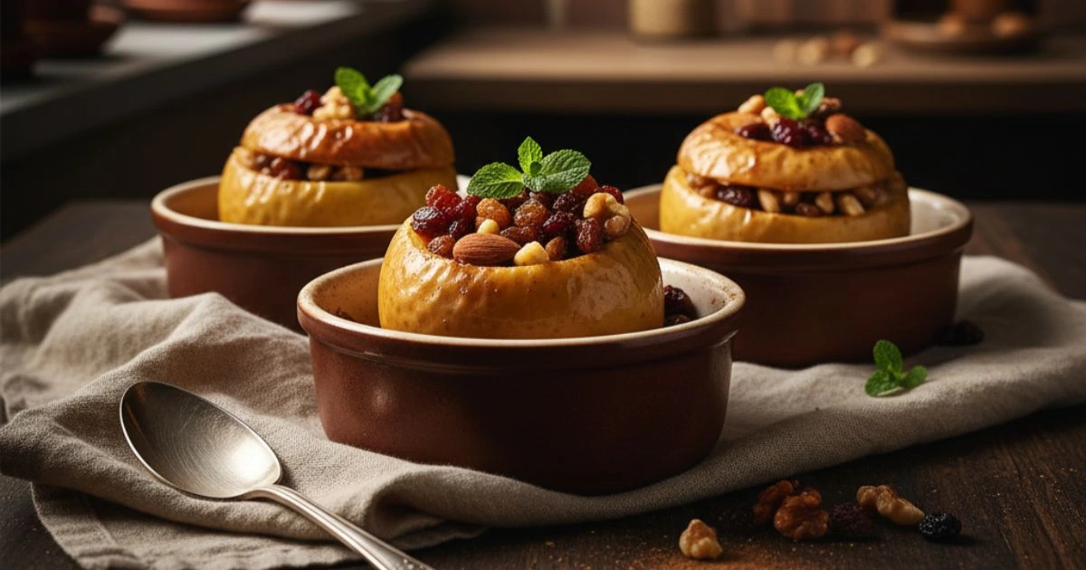 Pieczone jabłka z bakaliami i orzechami